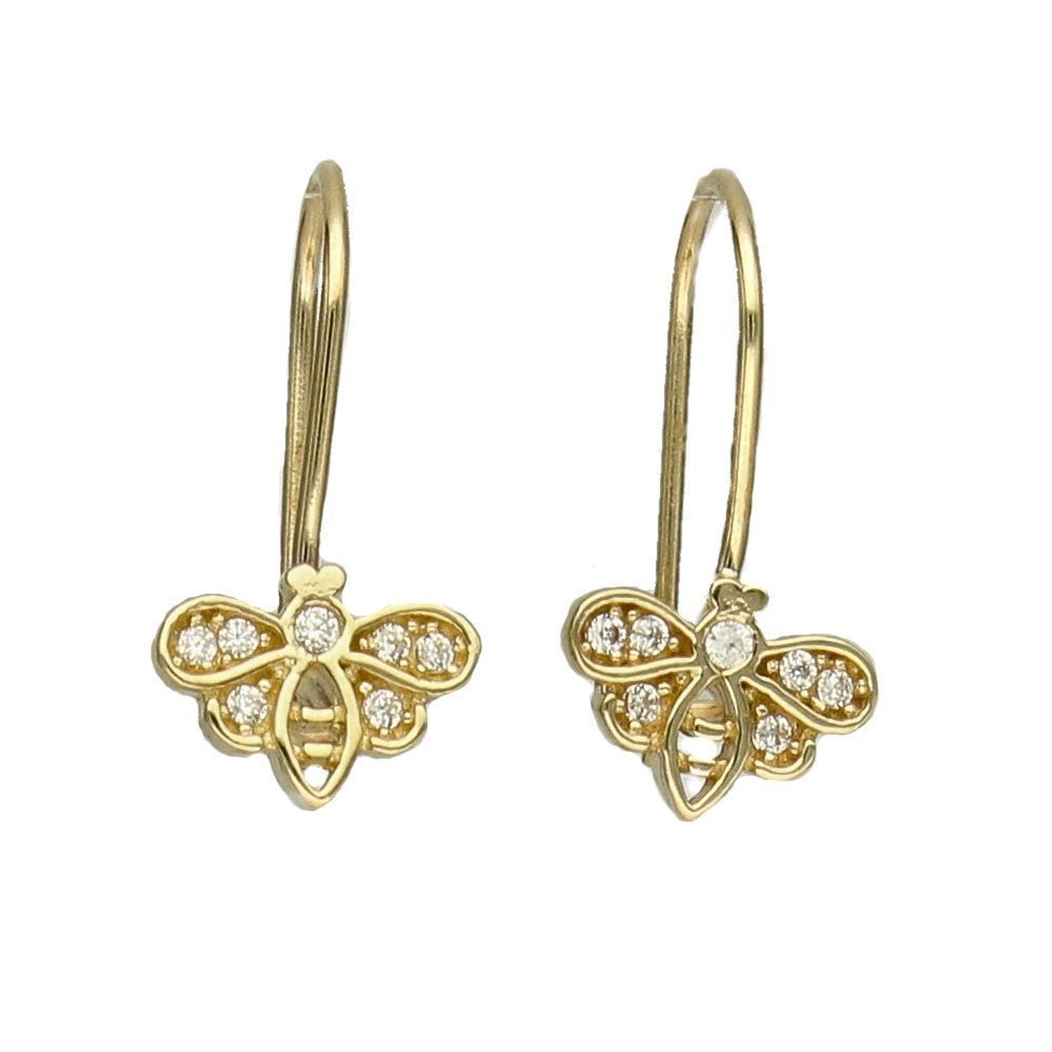 Złote kolczyki pszczółki z cyrkoniami 333 KL 7797 333.jpg